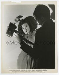 6a641 PHILO VANCE'S SECRET MISSION 8x10.25 still '47 c/u of Sheila Ryan scared of man with axe!