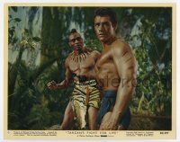 6a041 TARZAN'S FIGHT FOR LIFE color 8x10 still #6 '58 Woody Strode stands behind Gordon Scott!