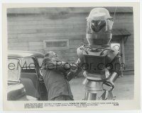 6a813 TOBOR THE GREAT 8x10.25 still '54 great image of man-made funky robot choking man by car!