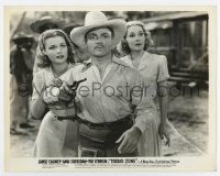 6a818 TORRID ZONE 8x10.25 still '40 James Cagney with gun protects Ann Sheridan & Helen Vinson!