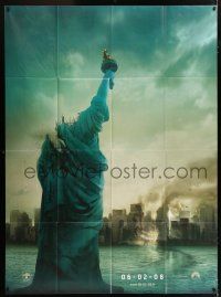 6b746 CLOVERFIELD teaser French 1p '08 wild image of destroyed New York & Lady Liberty decapitated!