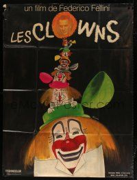 6b747 CLOWNS French 1p '71 Federico Fellini, wonderful artwork of many circus clowns by Ferracci!