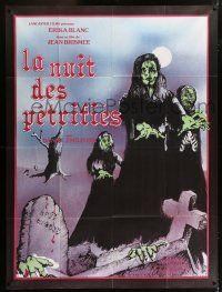 6b756 DEVIL'S NIGHTMARE French 1p R70s wild different MCM art of zombies in graveyard!