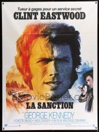 6b759 EIGER SANCTION French 1p '75 cool different art of Clint Eastwood by Jean Mascii!