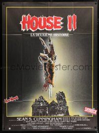 6b793 HOUSE II: THE SECOND STORY French 1p '87 great different horror art of severed hand!