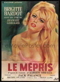 6b824 LE MEPRIS French 1p '63 Jean-Luc Godard, art of sexiest Brigitte Bardot by Georges Allard!