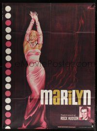 6b850 MARILYN French 1p R82 full-length art of sexy Monroe & Rock Hudson by Boris Grinsson!