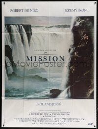 6b864 MISSION French 1p '86 Robert De Niro, Jeremy Irons, cool waterfall artwork!