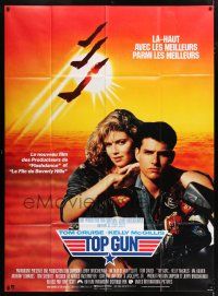 6b975 TOP GUN French 1p R89 great image of Tom Cruise & Kelly McGillis, Navy fighter jets!