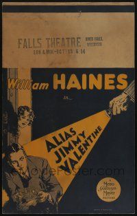 6b179 ALIAS JIMMY VALENTINE WC '28 art of William Haines being caught cracking a safe, lost film!