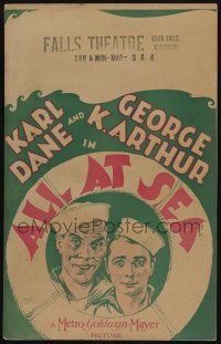 6b181 ALL AT SEA WC '29 great artwork of sailor Karl Dane as Stupid McDuff with George K. Arthur!
