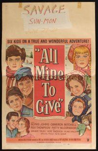 6b182 ALL MINE TO GIVE WC '57 Glynis Johns, Cameron Mitchell, artwork of top cast members!