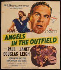 6b189 ANGELS IN THE OUTFIELD WC '51 artwork of Paul Douglas & sexy Janet Leigh, baseball!