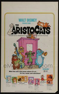 6b196 ARISTOCATS WC '71 Walt Disney feline jazz musical cartoon, great colorful image!