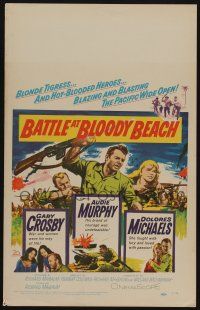 6b205 BATTLE AT BLOODY BEACH WC '61 Audie Murphy blazing and blasting the Pacific wide open!