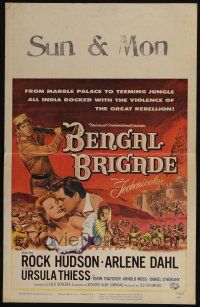 6b213 BENGAL BRIGADE WC '54 Rock Hudson & Arlene Dahl romancing and fighting in India!