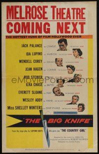 6b218 BIG KNIFE WC '55 Robert Aldrich, Jack Palance, Ida Lupino, Shelley Winters, Rod Steiger