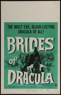6b232 BRIDES OF DRACULA WC '60 Terence Fisher, Hammer, Peter Cushing as Van Helsing, cool art!