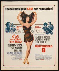 6b249 CAT ON A HOT TIN ROOF/BUTTERFIELD 8 WC '66 art of super sexy Elizabeth Taylor in nightie!