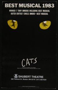 6b108 CATS stage play WC '87 Andrew Lloyd Webber, big yellow eyes on black background!
