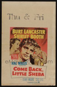 6b260 COME BACK LITTLE SHEBA WC '53 art of Burt Lancaster, Shirley Booth, Jaeckel & Moore!
