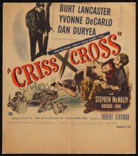 6b270 CRISS CROSS WC '48 artwork of Burt Lancaster, Yvonne De Carlo & Dan Duryea, film noir!