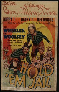 6b355 HOLD 'EM JAIL WC '32 wacky image of football players Wheeler & Woolsey + cool artwork!
