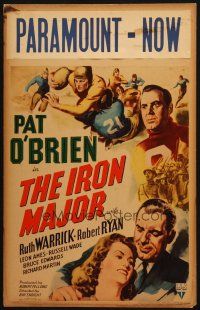 6b372 IRON MAJOR WC '43 Pat O'Brien plays football in the military, great sports art!