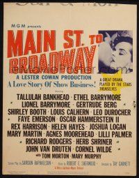 6b421 MAIN ST. TO BROADWAY WC '53 a love story of show business, written by Samson Raphaelson!