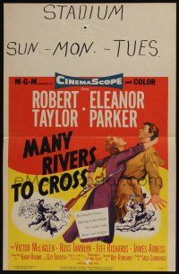6b429 MANY RIVERS TO CROSS WC '55 Robert Taylor is forced to marry at gunpoint by Eleanor Parker!