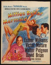 6b437 MILLION DOLLAR MERMAID WC '52 art of sexy swimmer Esther Williams in swimsuit & crown!