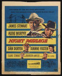 6b451 NIGHT PASSAGE WC '57 no one could stop the showdown between Jimmy Stewart & Audie Murphy!