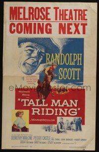 6b586 TALL MAN RIDING WC '55 cowboy Randolph Scott & that sexy Battle Cry girl Dorothy Malone!
