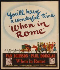 6b644 WHEN IN ROME WC '52 great smiling portraits of Van Johnson & Paul Douglas, cool art!