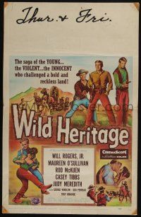 6b647 WILD HERITAGE WC '58 Will Rogers Jr. & Maureen O'Sullivan in a bold and reckless land!