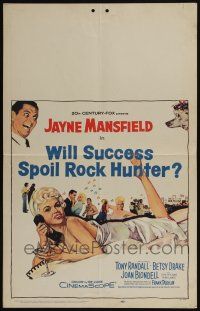 6b648 WILL SUCCESS SPOIL ROCK HUNTER WC '57 art of sexy Jayne Mansfield wearing only a sheet!