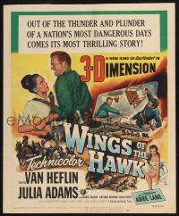 6b651 WINGS OF THE HAWK 3D WC '53 art of Van Heflin grabbing Julia Adams, Budd Boetticher directed!