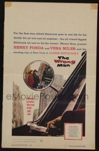 6b658 WRONG MAN WC '57 Henry Fonda, Vera Miles, Alfred Hitchcock, cool rear view mirror art!