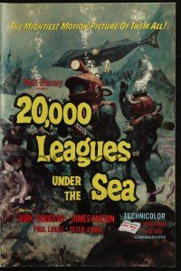 6b015 20,000 LEAGUES UNDER THE SEA pressbook R63 Jules Verne classic, art of deep sea divers!