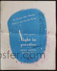 6b065 NIGHT IN PARADISE pressbook '45 Merle Oberon, Turhan Bey, the night you will never forget!