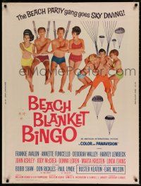 6c187 BEACH BLANKET BINGO 30x40 '65 Frankie Avalon & Annette Funicello go sky diving!