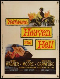 6c190 BETWEEN HEAVEN & HELL 30x40 R61 barechested Robert Wagner with sexy Terry Moore on ground!