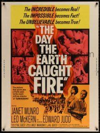 6c222 DAY THE EARTH CAUGHT FIRE 30x40 '62 Val Guest sci-fi, most jolting events of tomorrow!