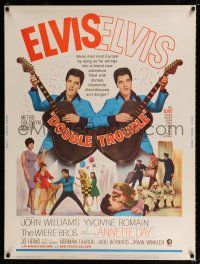 6c224 DOUBLE TROUBLE 30x40 '67 cool mirror image of rockin' Elvis Presley playing guitar!