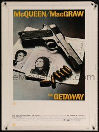 6c240 GETAWAY 30x40 '72 Steve McQueen, McGraw, Sam Peckinpah, cool gun & passports image!