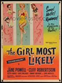 6c242 GIRL MOST LIKELY style Y 30x40 '57 full-length art of Jane Powell in skimpy polka dot outfit!