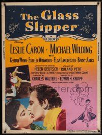 6c243 GLASS SLIPPER style Z 30x40 '55 great images and art of dancers & pretty Leslie Caron!
