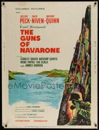 6c249 GUNS OF NAVARONE 30x40 '61 Gregory Peck, David Niven & Quinn, cool LIFE Magazine design!