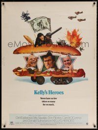 6c264 KELLY'S HEROES 30x40 '70 Clint Eastwood, Telly Savalas, Rickles, Donald Sutherland, WWII!