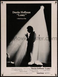 6c271 LENNY 30x40 '74 cool silhouette of Dustin Hoffman as comedian Lenny Bruce at microphone!
